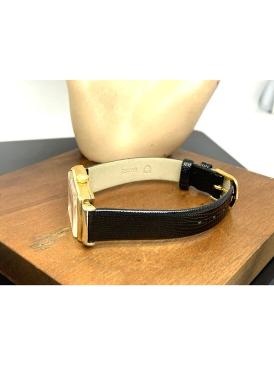 Longines Watch 1930s Vintage Swiss Mechanical Rose Dial Black Leather Strap Tank main image 8